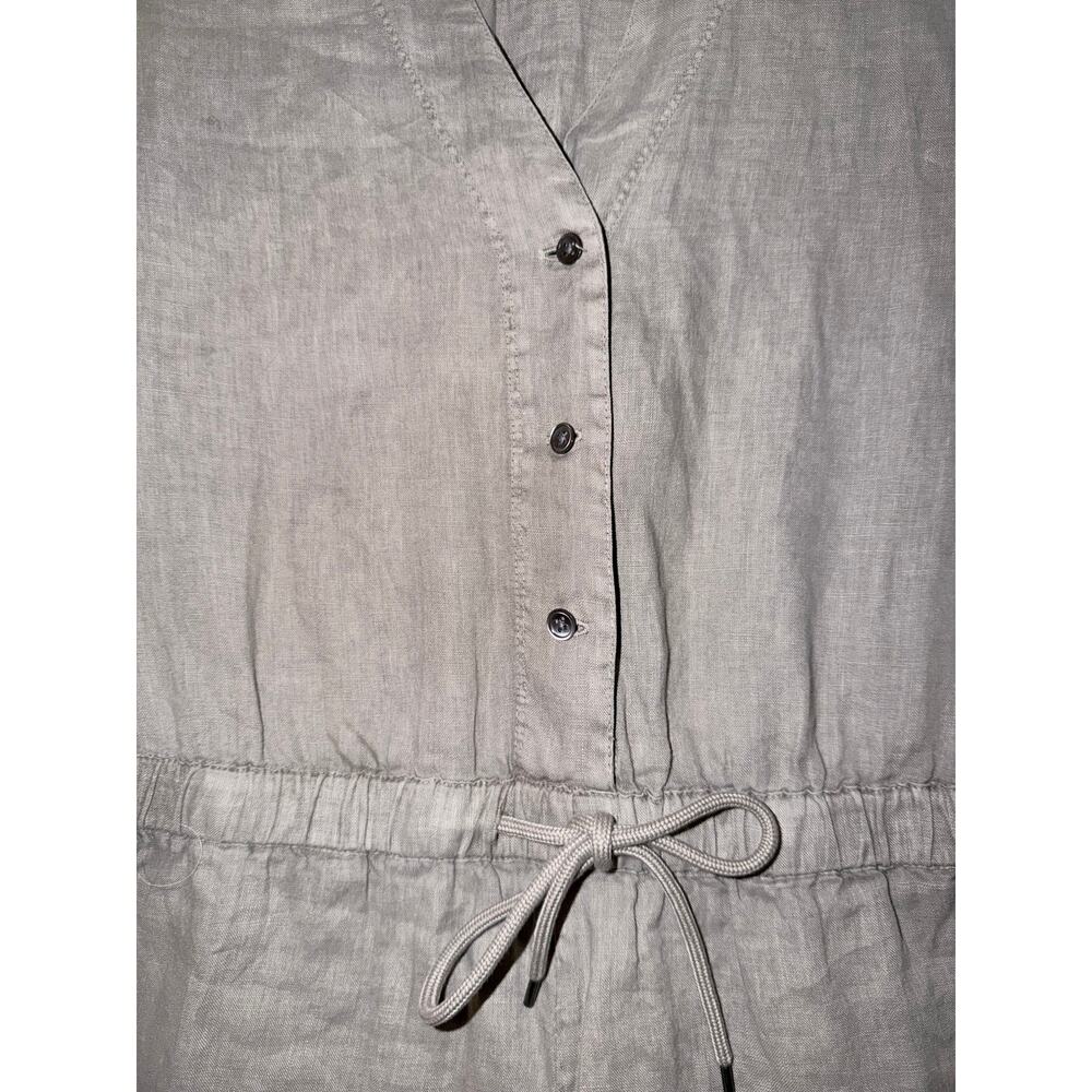 James perse 100% linen tan oatmeal romper long sleeve 0 minimalist drawstring - Picture 5 of 8